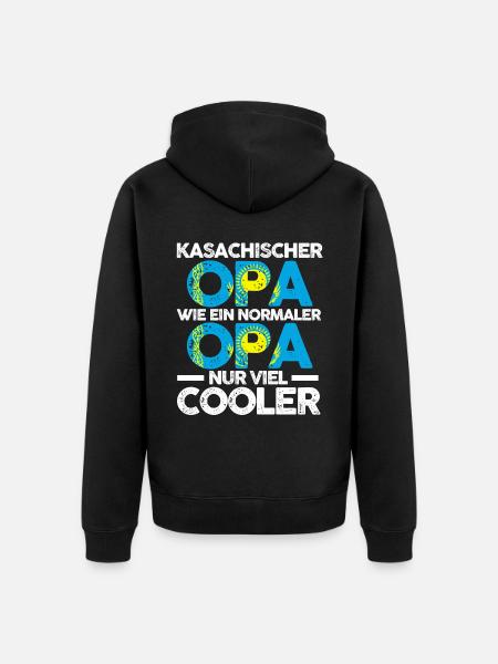 Kasachstanischer Opa Kasache Kasachstan - Unisex Premium Bio Zip Hoodie - Schwarz