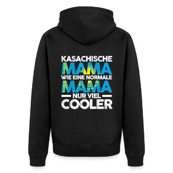 Kasachin Kasachstanische Mama Kasachstan Mutter Po - Unisex Premium Bio Zip Hoodie - Schwarz - Hinten - Nico (187cm)