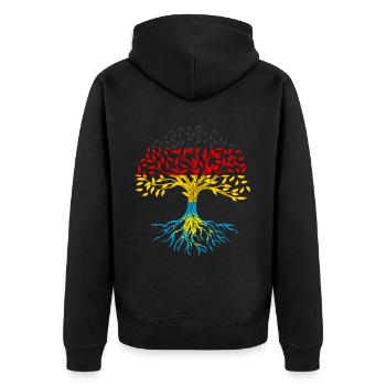 Wurzeln Baum Deutschland Kasachstan - Unisex Premium Bio Zip Hoodie - Schwarz - Hinten - Nico (187cm)