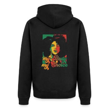 mon corps mon choix féminisme femmes femmes - Veste à capuche bio Premium Unisexe - noir - Dos - Nico (187cm)