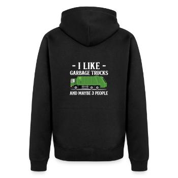 Garbage truck garbage collection saying garbage man - Unisex Premium Organic Zip Hoodie - black - Back - Nico (187cm)