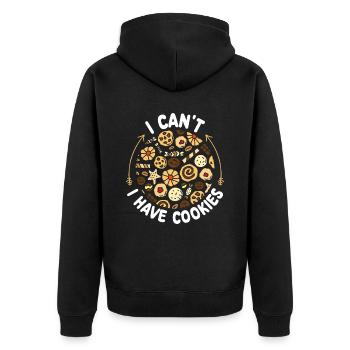 Ich Kann Nicht Ich Habe Kekse | Backen Tshirt | - Unisex Premium Bio Zip Hoodie - Schwarz - Hinten - Nico (187cm)