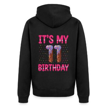 C’est mon 11e anniversaire | Saupoudrer des | à thème - Veste à capuche bio Premium Unisexe - noir - Dos - Nico (187cm)