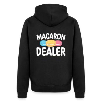 Macaron Dealer | Bake Tshirt | Pastry lovers - Unisex Premium Organic Zip Hoodie - black - Back - Nico (187cm)