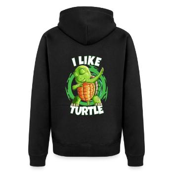 Wasser Liebhaber Schildkröte Dabbing Spaßshirt - Unisex Premium Bio Zip Hoodie - Schwarz - Hinten - Nico (187cm)