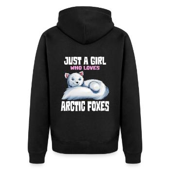 Fuchs Arctic Fox Mädchen Frauen Liebhaberdesign - Unisex Premium Bio Zip Hoodie - Schwarz - Hinten - Nico (187cm)