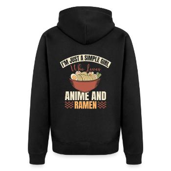 Simple Girl Anime et Ramen | Amateur de ramen - Veste à capuche bio Premium Unisexe - noir - Dos - Nico (187cm)