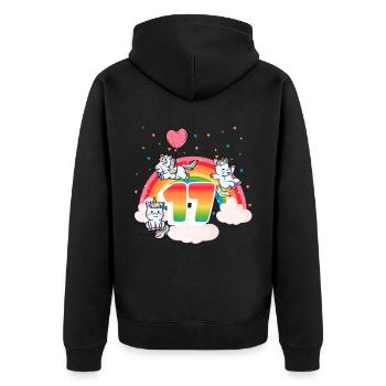 17th Birthday Rainbow Unicorn Theme - Unisex Premium Organic Zip Hoodie - black - Back - Nico (187cm)