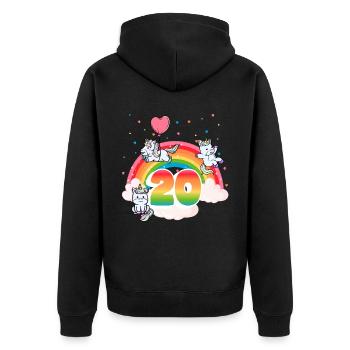 20th Birthday Rainbow Unicorn Theme - Unisex Premium Organic Zip Hoodie - black - Back - Nico (187cm)