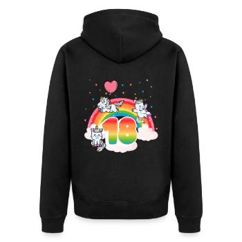 18th Birthday Rainbow Unicorn Theme - Unisex Premium Organic Zip Hoodie - black - Back - Nico (187cm)