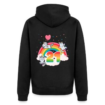 21st Birthday Rainbow Unicorn Theme - Unisex Premium Organic Zip Hoodie - black - Back - Nico (187cm)