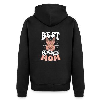 Sphynx Katze Beste Sphynx Mutter - Unisex Premium Bio Zip Hoodie - Schwarz - Hinten - Nico (187cm)