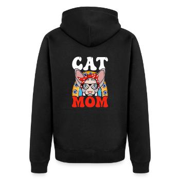 Sphynx Katze Bandana Katze Mama - Unisex Premium Bio Zip Hoodie - Schwarz - Hinten - Nico (187cm)