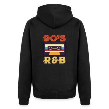 Ich liebe die 90er Jahre Vintage 90s R & B Kassette - Unisex Premium Bio Zip Hoodie - Schwarz - Hinten - Nico (187cm)
