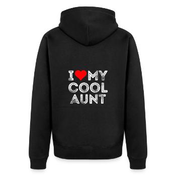 I Love my cool aunt - Unisex Premium Bio Zip Hoodie - Schwarz - Hinten - Nico (187cm)