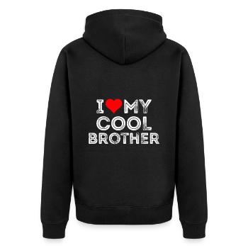 J’aime mon frère cool - Veste à capuche bio Premium Unisexe - noir - Dos - Nico (187cm)