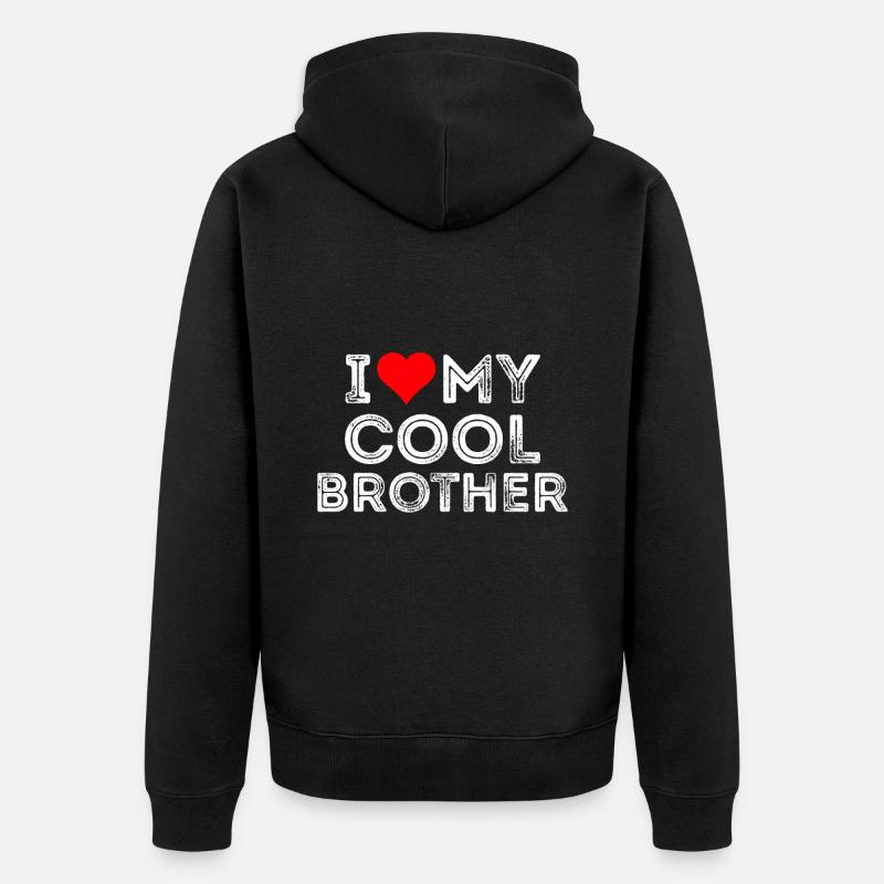J’aime mon frère cool - Veste à capuche bio Premium Unisexe - noir