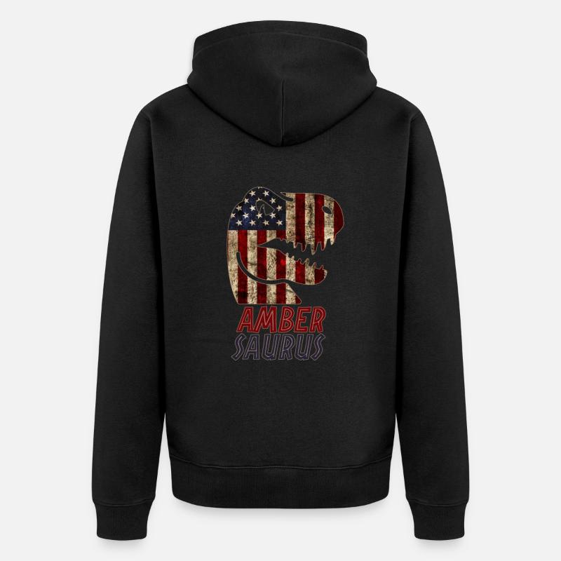 Patriotic Amber Dinosaur Ambersaurus - Veste à capuche bio Premium Unisexe - noir