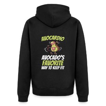 Avocado Design für Vegetarier und Veganer - Unisex Premium Bio Zip Hoodie - Schwarz - Hinten - Nico (187cm)