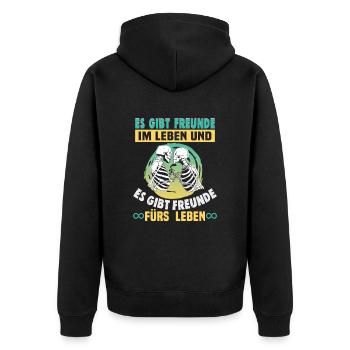 Freundschafts Geschenk für guten Freund - Unisex Premium Bio Zip Hoodie - Schwarz - Hinten - Nico (187cm)
