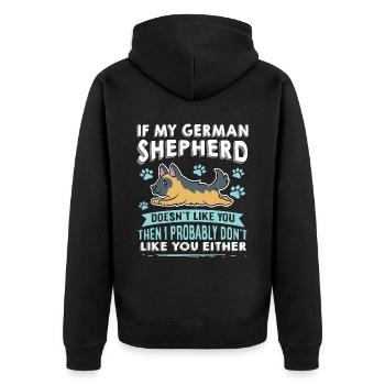 Hunde Deutscher Schäfer Hundeliebhaber - Unisex Premium Bio Zip Hoodie - Schwarz - Hinten - Nico (187cm)