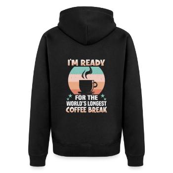 Pensionierung Geschenkidee Rente Arbeitskollege - Unisex Premium Bio Zip Hoodie - Schwarz - Hinten - Nico (187cm)