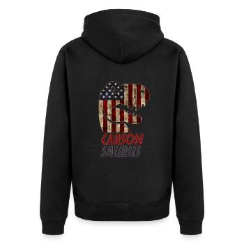 Patriotic Carson Dinosaur Carsonsaurus - Unisex Premium Bio Zip Hoodie - Schwarz - Hinten - Nico (187cm)
