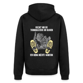 Sächsische Schweiz Wanderschuhe Wandern - Unisex Premium Bio Zip Hoodie - Schwarz - Hinten - Nico (187cm)