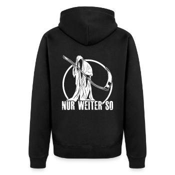 Sensenmann Menschenhasser Grim Reaper - Unisex Premium Bio Zip Hoodie - Schwarz - Hinten - Nico (187cm)
