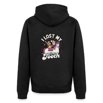 I lost my first tooth - wisdom teeth - Unisex Premium Organic Zip Hoodie - black - Back - Nico (187cm)