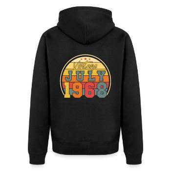 Retro Juli 1968 - Unisex Premium Bio Zip Hoodie - Schwarz - Hinten - Nico (187cm)
