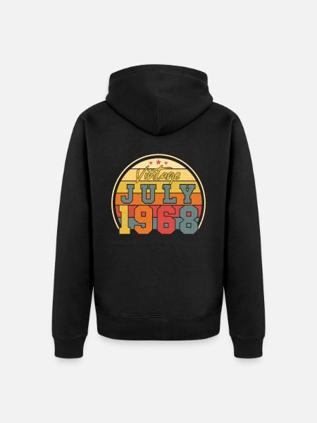 Retro Juli 1968 - Unisex Premium Bio Zip Hoodie - Schwarz