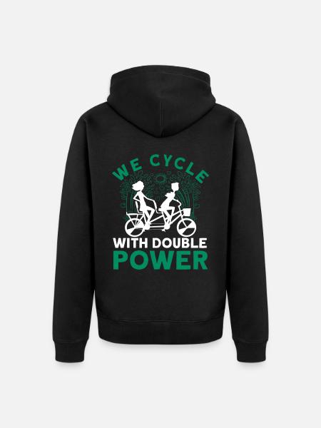 We Cycle With Double Power Tandem Bicycle - Unisex Premium Organic Zip Hoodie - black