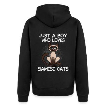 Just A Boy Who Loves Siamese Cats - Unisex Premium Organic Zip Hoodie - black - Back - Nico (187cm)