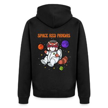Space Red Pandas - Unisex Premium Bio Zip Hoodie - Schwarz - Hinten - Nico (187cm)