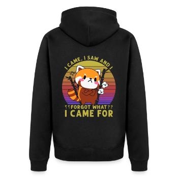 I came I saw and I forgot what I came for - Unisex Premium Bio Zip Hoodie - Schwarz - Hinten - Nico (187cm)