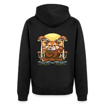 Roter Panda - Unisex Premium Bio Zip Hoodie - Schwarz - Hinten - Nico (187cm)