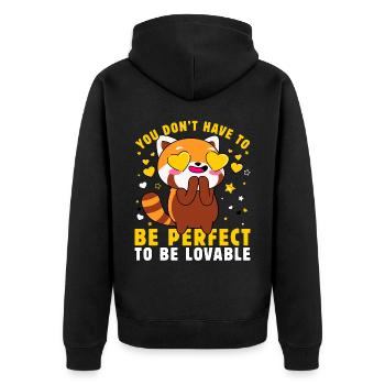 You don't have to be perfect to be Lovable - Unisex Premium Organic Zip Hoodie - black - Back - Nico (187cm)