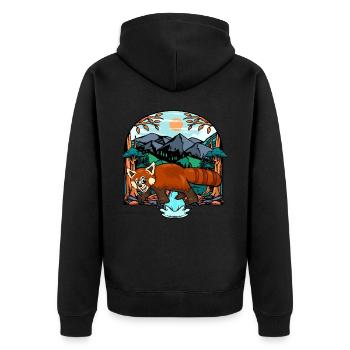 Roter Panda - Unisex Premium Bio Zip Hoodie - Schwarz - Hinten - Nico (187cm)