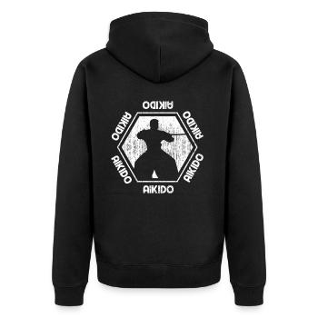 Aikido Martial Arts Martial Arts Fighter Lovers - Unisex Premium Organic Zip Hoodie - black - Back - Nico (187cm)