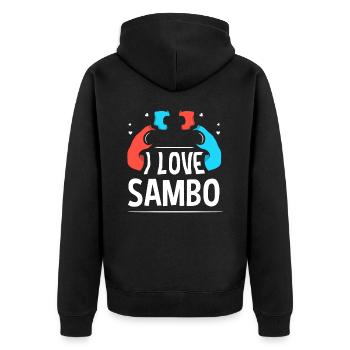 I love Sambo martial arts training martial arts - Unisex Premium Organic Zip Hoodie - black - Back - Nico (187cm)