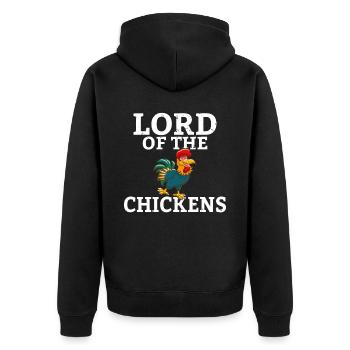 Lord of the Chickens Chicken Whisperer Hänchenwagen - Unisex Premium Organic Zip Hoodie - black - Back - Nico (187cm)