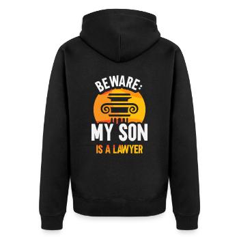 Attention Mon fils est avocat avocat - Veste à capuche bio Premium Unisexe - noir - Dos - Nico (187cm)