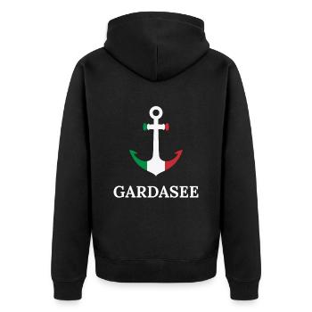 Lac de Garde Voile Italie Conception d’ancre pour les marins - Veste à capuche bio Premium Unisexe - noir - Dos - Nico (187cm)