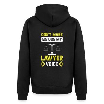 Me forcer à ne pas utiliser la voix de mon avocat - Veste à capuche bio Premium Unisexe - noir - Dos - Nico (187cm)