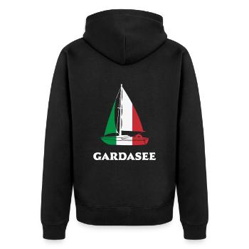 Gardasee Segeln Italien Segelboot Segler - Unisex Premium Bio Zip Hoodie - Schwarz - Hinten - Nico (187cm)