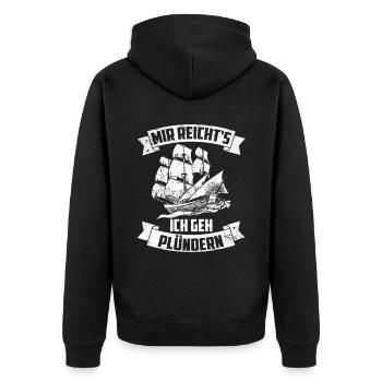 Wikinger Mir Reichts Ich Geh Plündern Geschenk See - Unisex Premium Bio Zip Hoodie - Schwarz - Hinten - Nico (187cm)