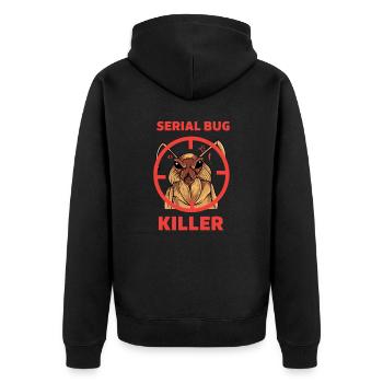Kammerjäger I Ungeziefer Motiv für - Unisex Premium Bio Zip Hoodie - Schwarz - Hinten - Nico (187cm)
