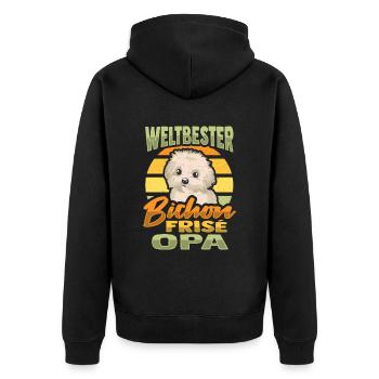Weltbester Bichon Frise Opa - Unisex Premium Bio Zip Hoodie - Schwarz - Hinten - Nico (187cm)