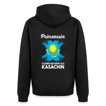 Prinzessin Kasache Kasachisches Kasachstan - Unisex Premium Bio Zip Hoodie - Schwarz - Hinten - Nico (187cm)
